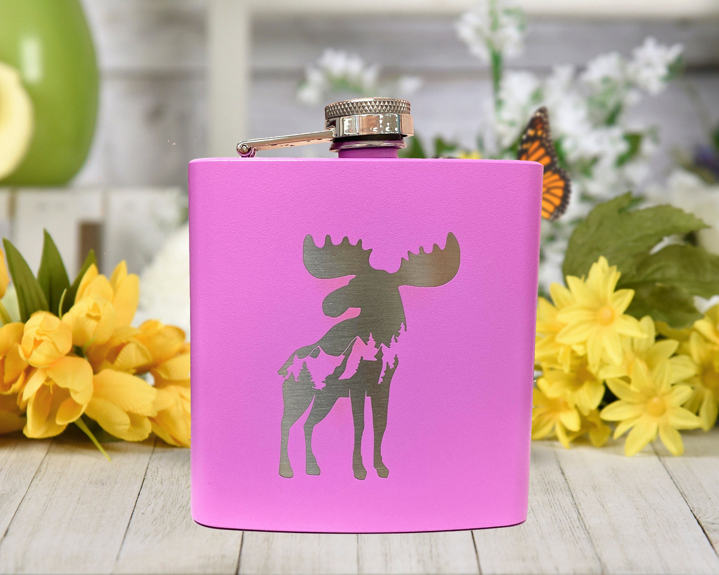 Mountain Bear Liquor Flask Gift Stainless Steel