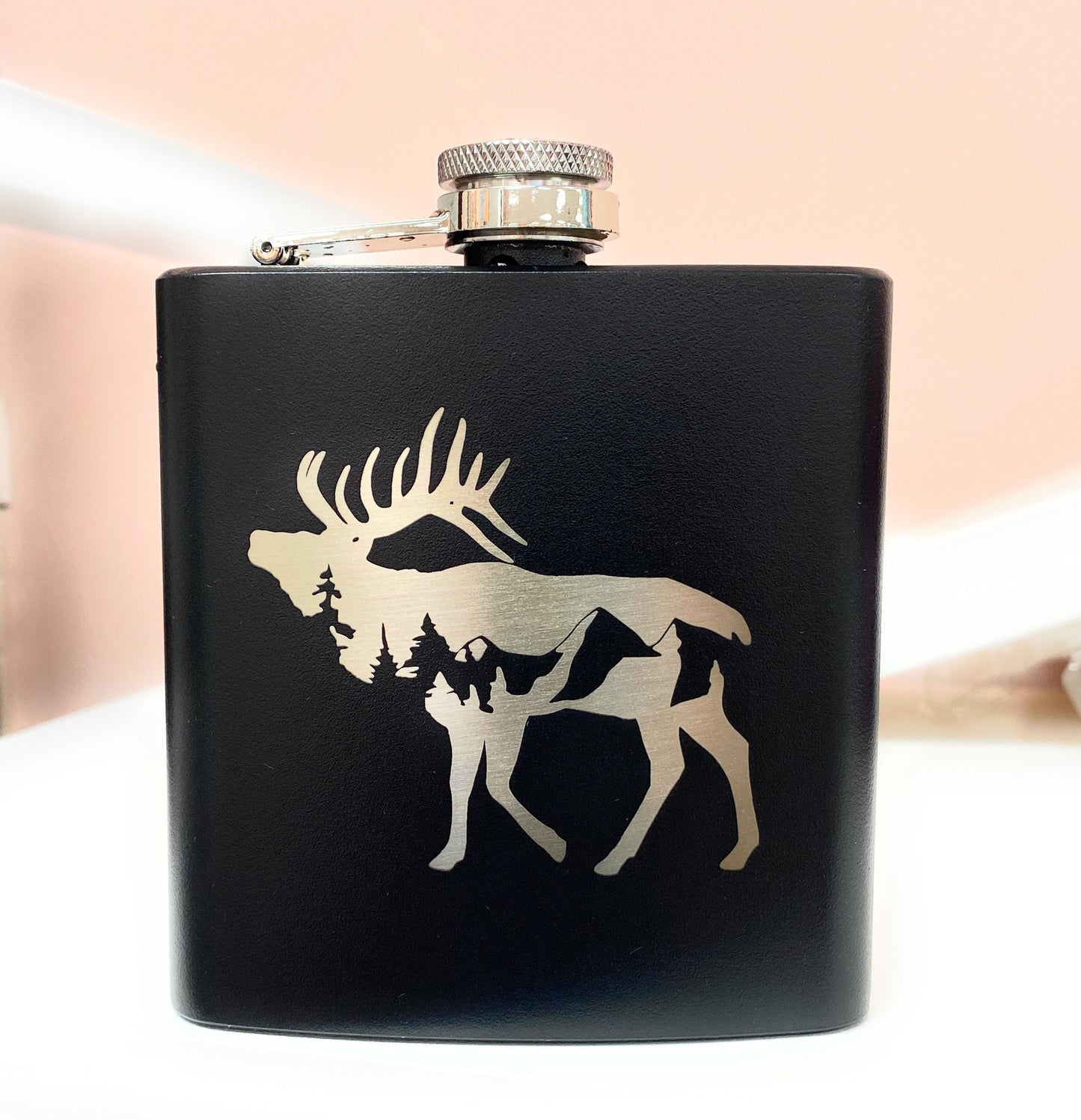 Mountain Bear Liquor Flask Gift Stainless Steel