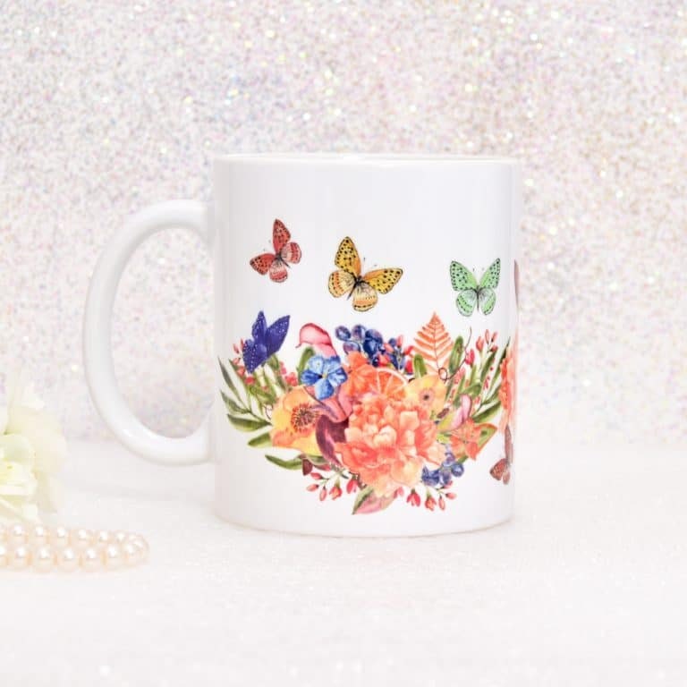 Fall Gift Coffee Mug Butterfly Tea Cup