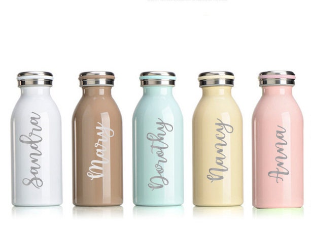 Personalized Water Bottle Stainless Steel Double Walled Tumbler Pastel Colors