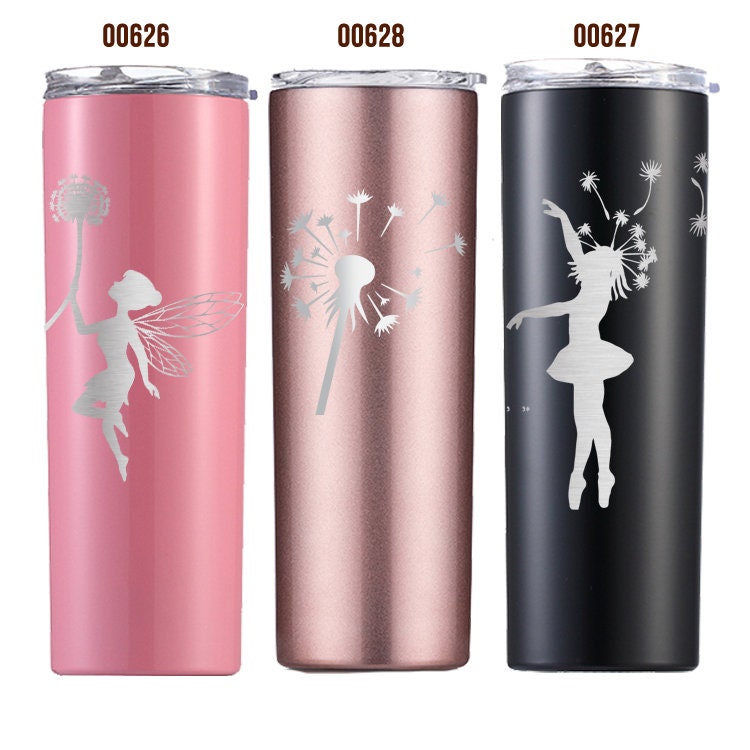 Garden Forest Fairy Tumbler Sweet 16 Birthday Gift Cup for Teen Girls, Personalized Custom Name, Best Friend Laser Engraved Skinny Tumbler