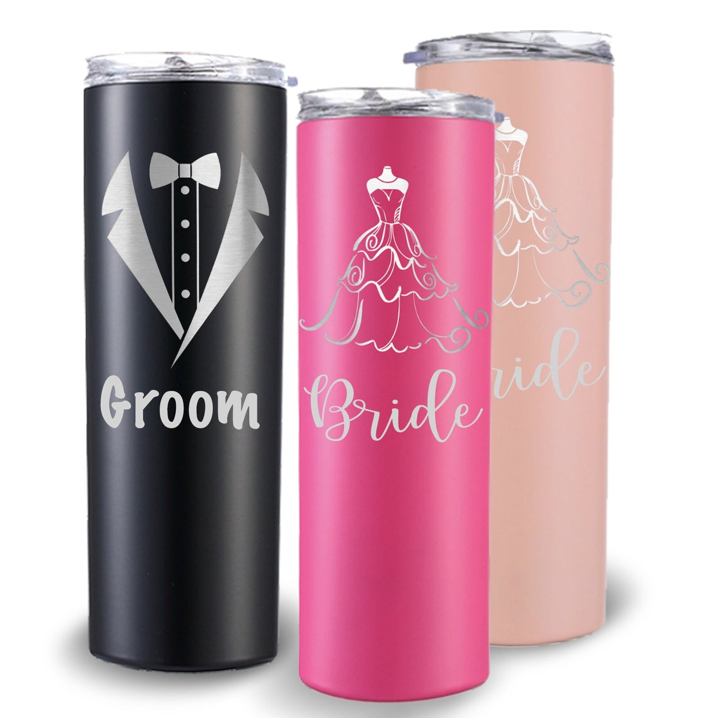 Wedding Tumbler Cup Personalized Groom Bride Skinny Mug
