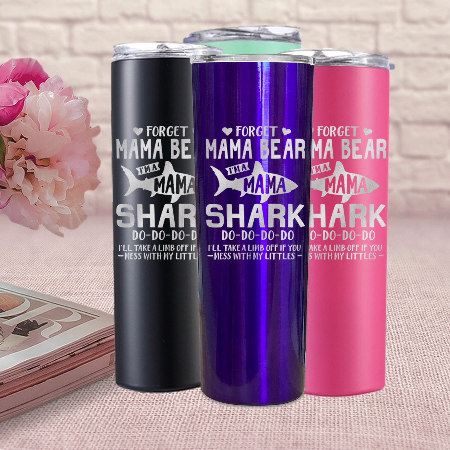 Mama Shark Tumbler Gift for Mom Wife Forget Mama Bear New Mom Baby Shower Birthday Mother Day Gift