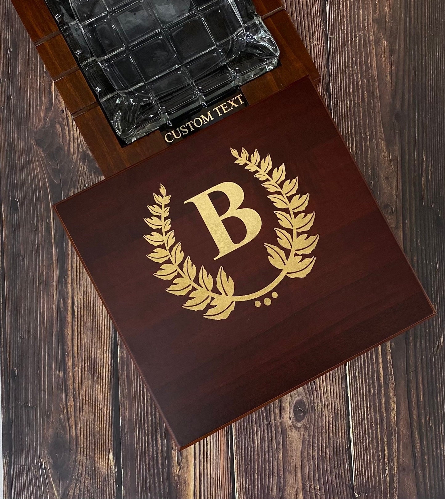 Custom Cigar Box Humidor, Personalized Humidor for Cigars Lover Gift Box, Engraved Gift Box Gold Monogram Custom Name, Desktop Humidor