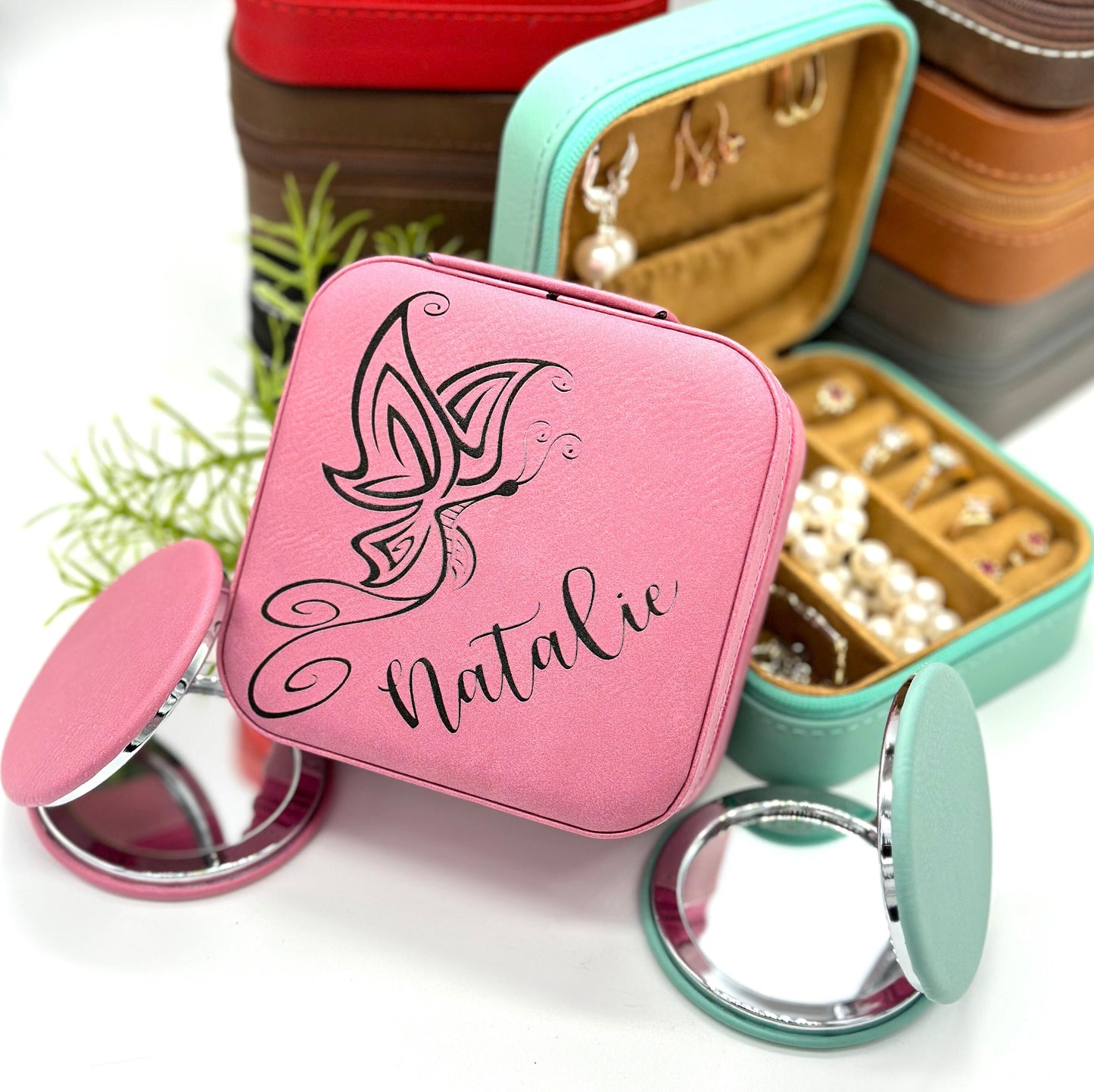 Personalized Travel Jewelry Box Bridesmaid Gifts Proposal Laser Engraved