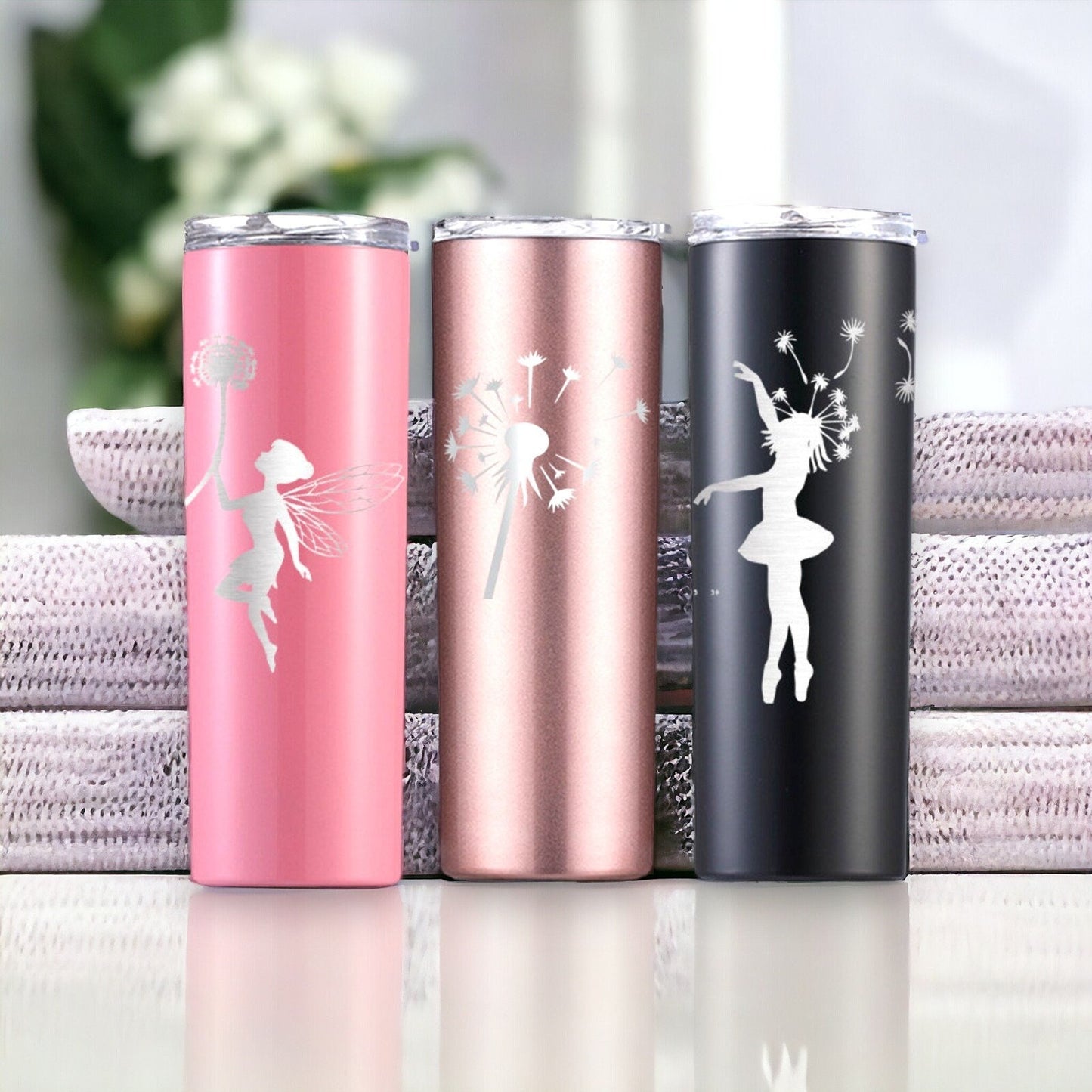 Garden Forest Fairy Tumbler Sweet 16 Birthday Gift Cup for Teen Girls, Personalized Custom Name, Best Friend Laser Engraved Skinny Tumbler