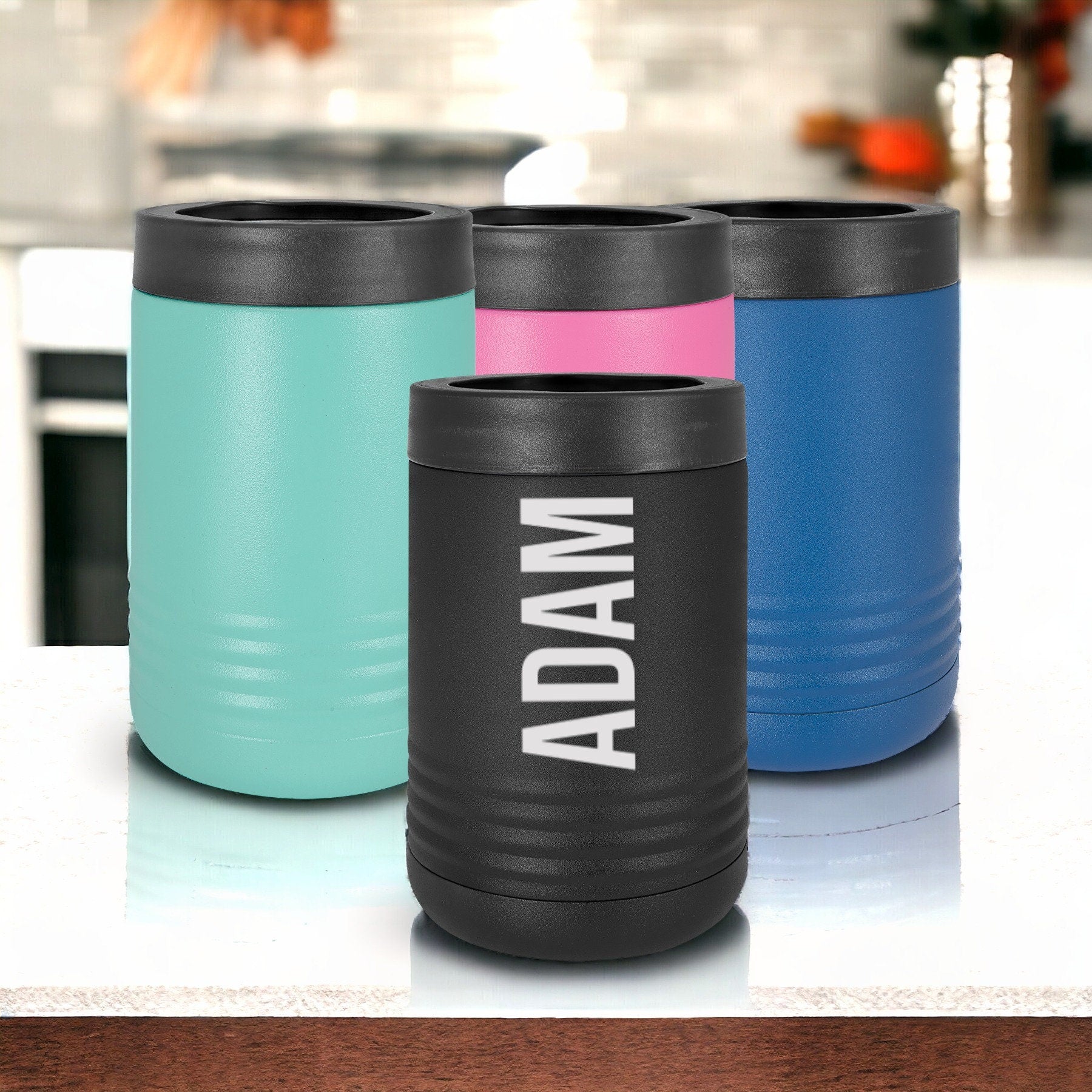 Personalized Can Cooler, Beverage Holder Wedding Birthday Gift for Him Her Laser Engraved Stainless Steel Metal