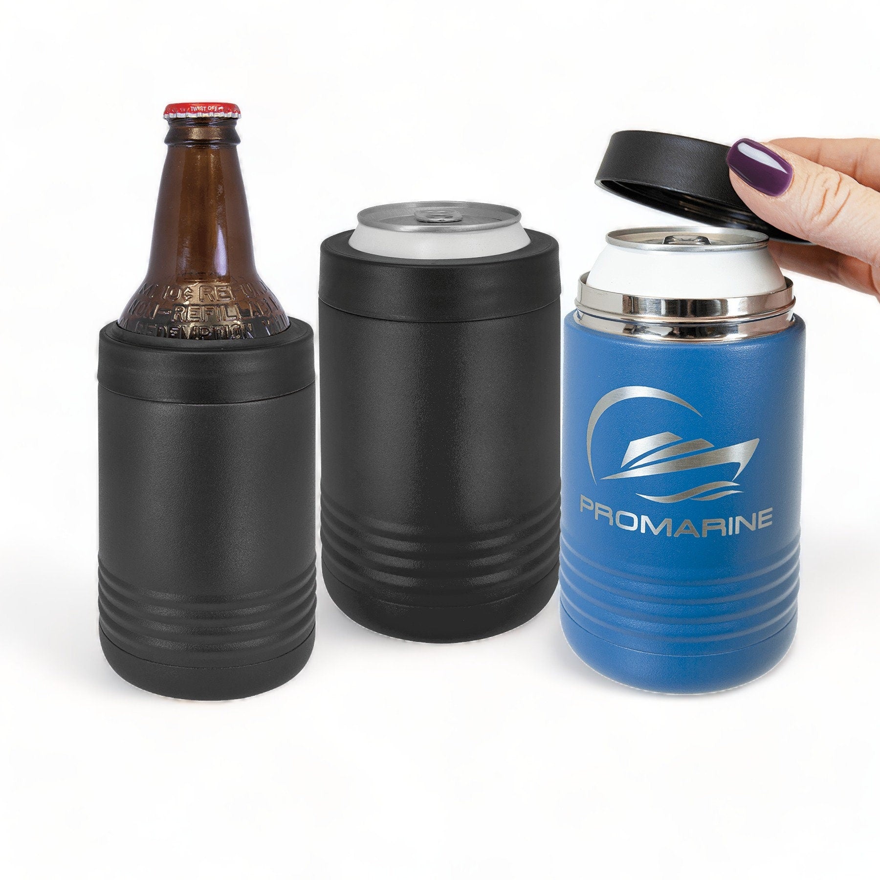 Personalized Can Cooler, Beverage Holder Wedding Birthday Gift for Him Her Laser Engraved Stainless Steel Metal