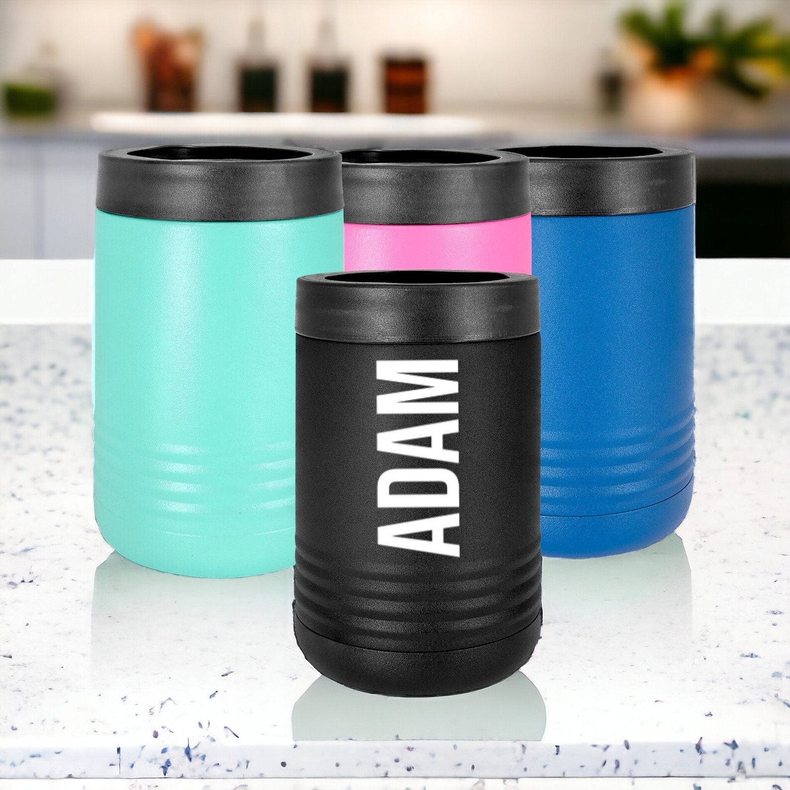 Personalized Can Cooler, Beverage Holder Wedding Birthday Gift for Him Her Laser Engraved Stainless Steel Metal