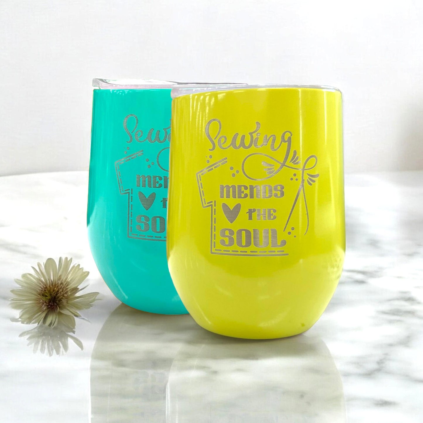 Custom Tumbler - Gifts for Seamstress, Taylor, Grandma - Laser Engraved Wine Mug Cup - Personalized Travel Gift