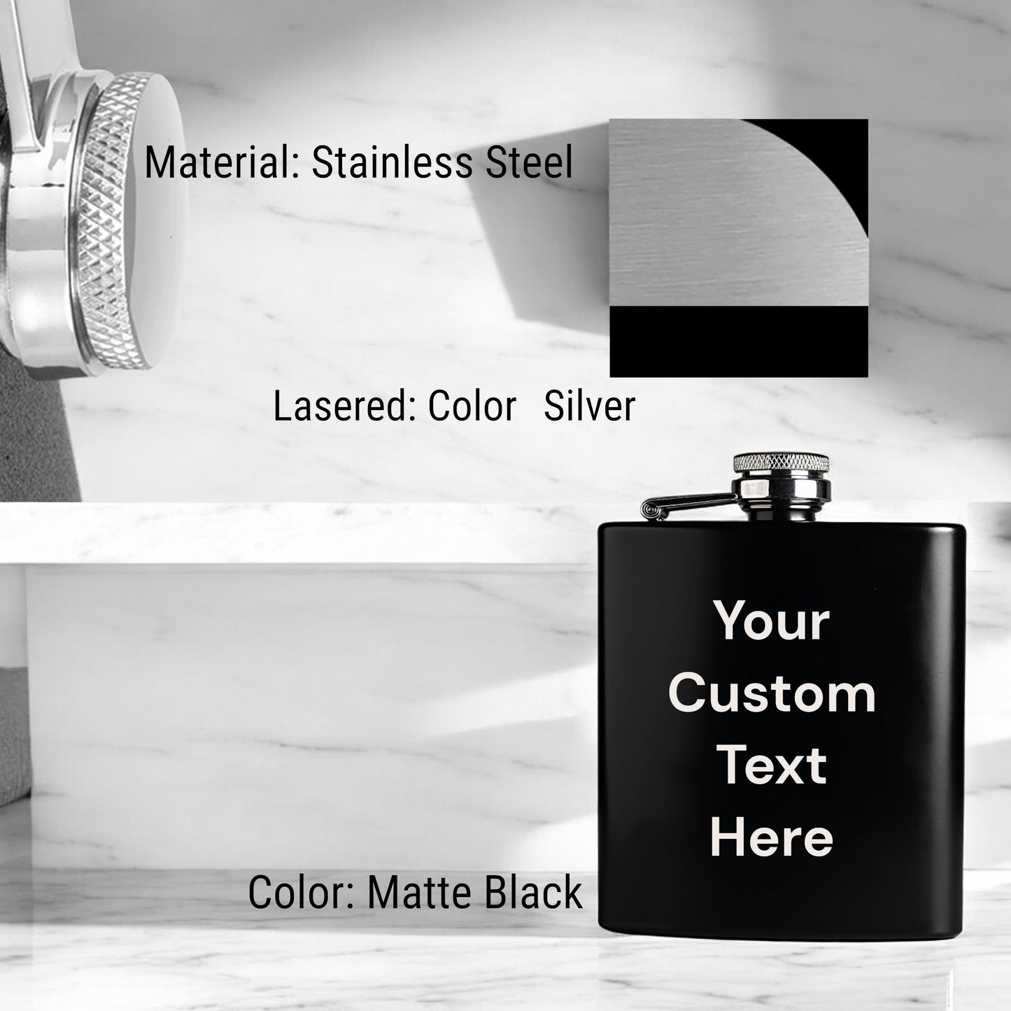 Personalized Groomsmen Flask Gift, Custom Black Flask for Wedding Party, Bachelor Party Gift