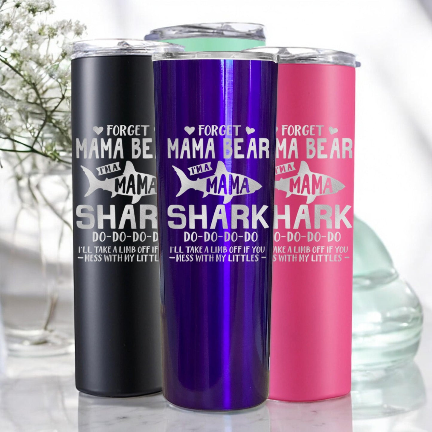 Mama Shark Tumbler Gift for Mom Wife Forget Mama Bear New Mom Baby Shower Birthday Mother Day Gift