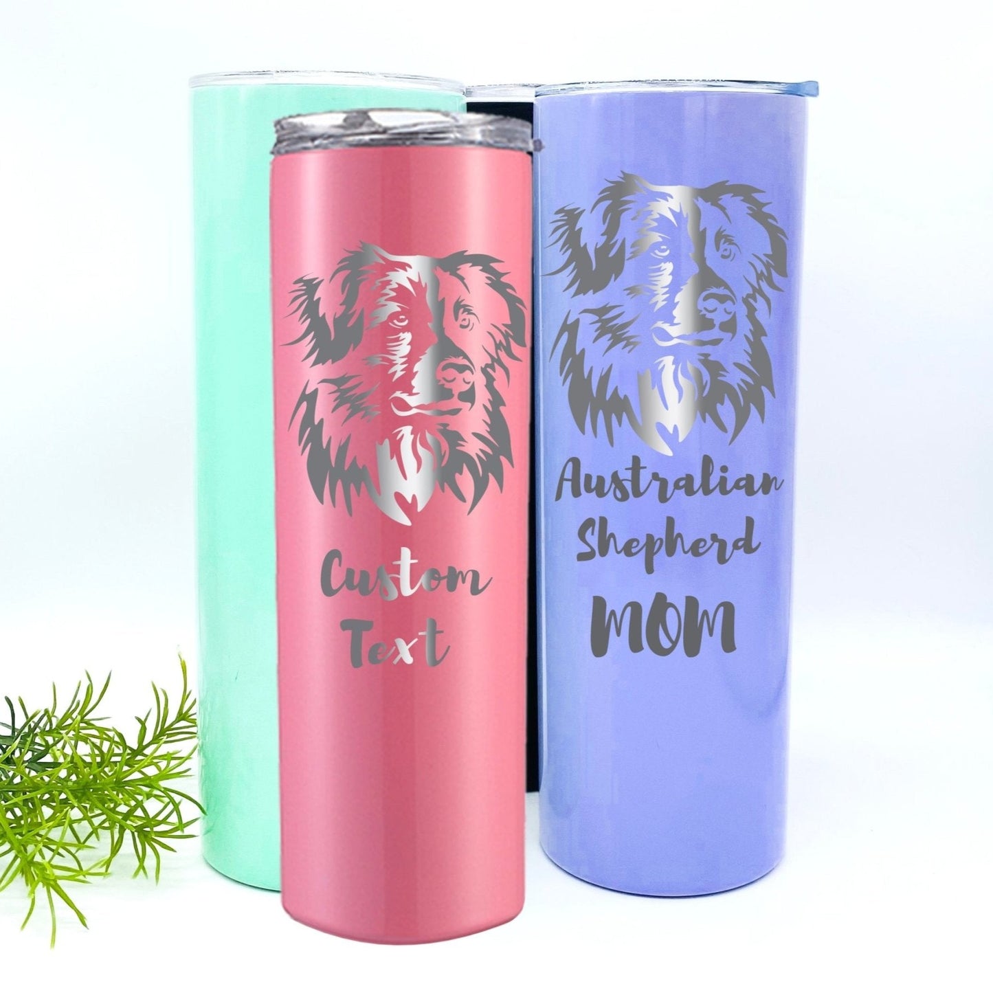 Australian Shepherd Tumbler Mom Dad Lovers Dog Gift Skinny Vacuum Cup Laser Engraved