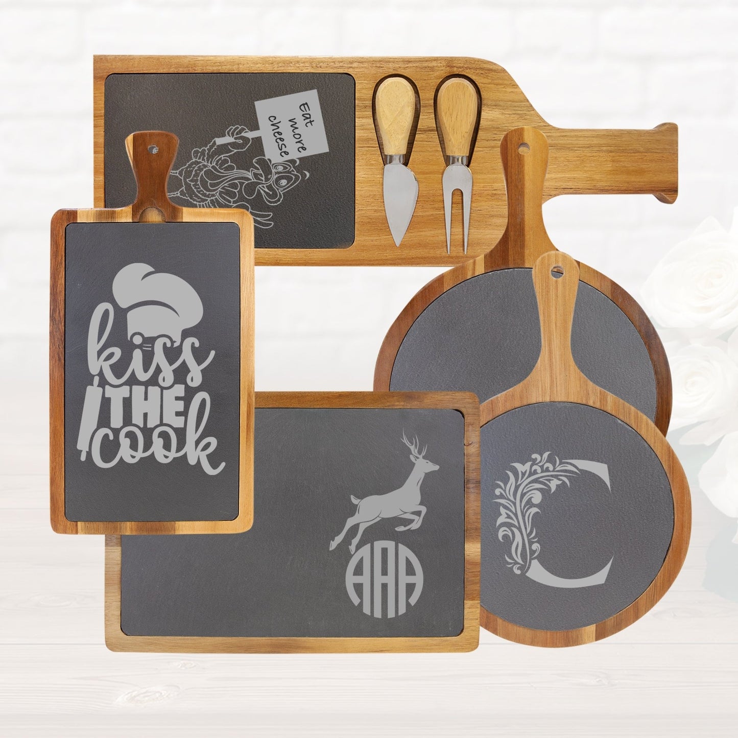Cheese Charcuterie Serving Board Personalized Wedding Birthday Acacia Gift Engraved
