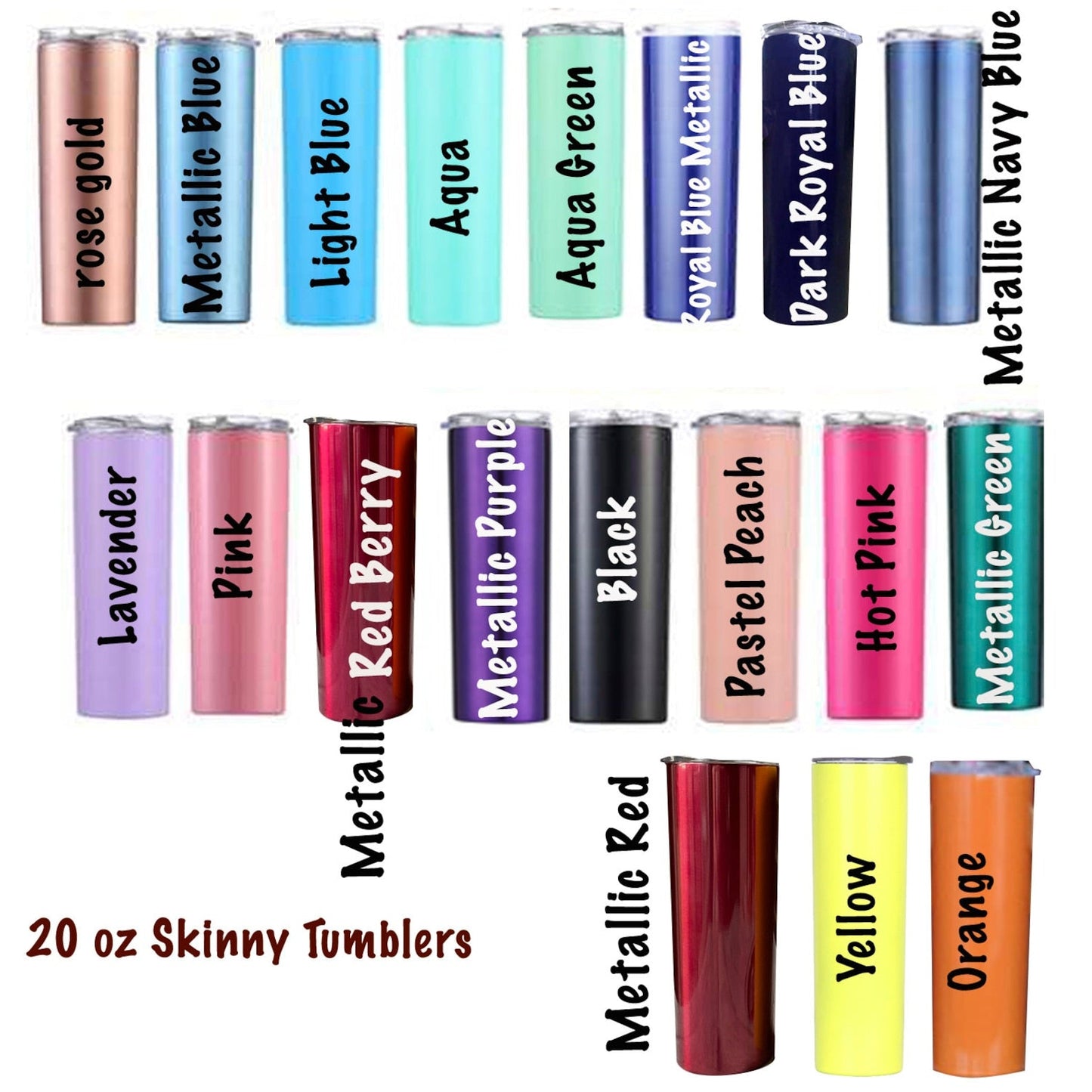 Custom Logo Skinny Tumblers 20 oz Stainless Steel Double Wall Wholesale