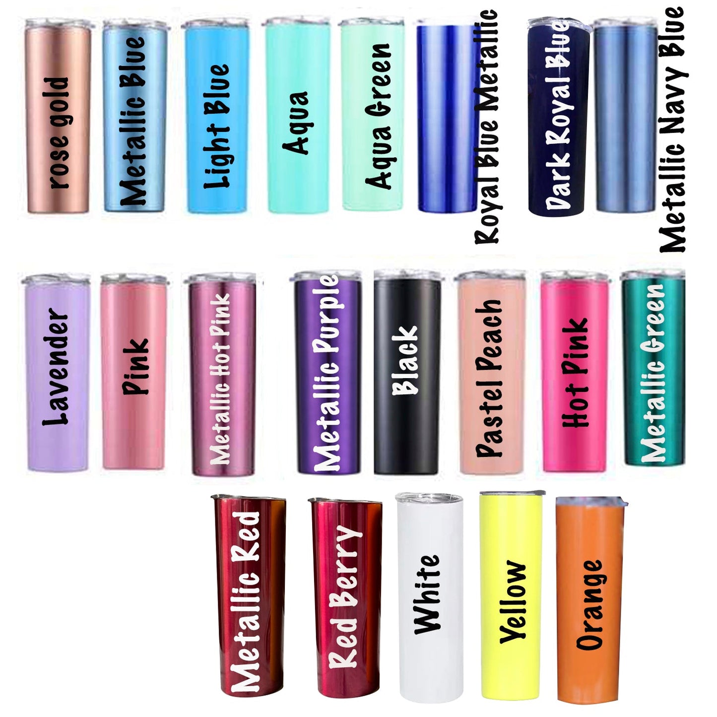 Custom Logo Skinny Tumblers 20 oz Stainless Steel Double Wall Wholesale