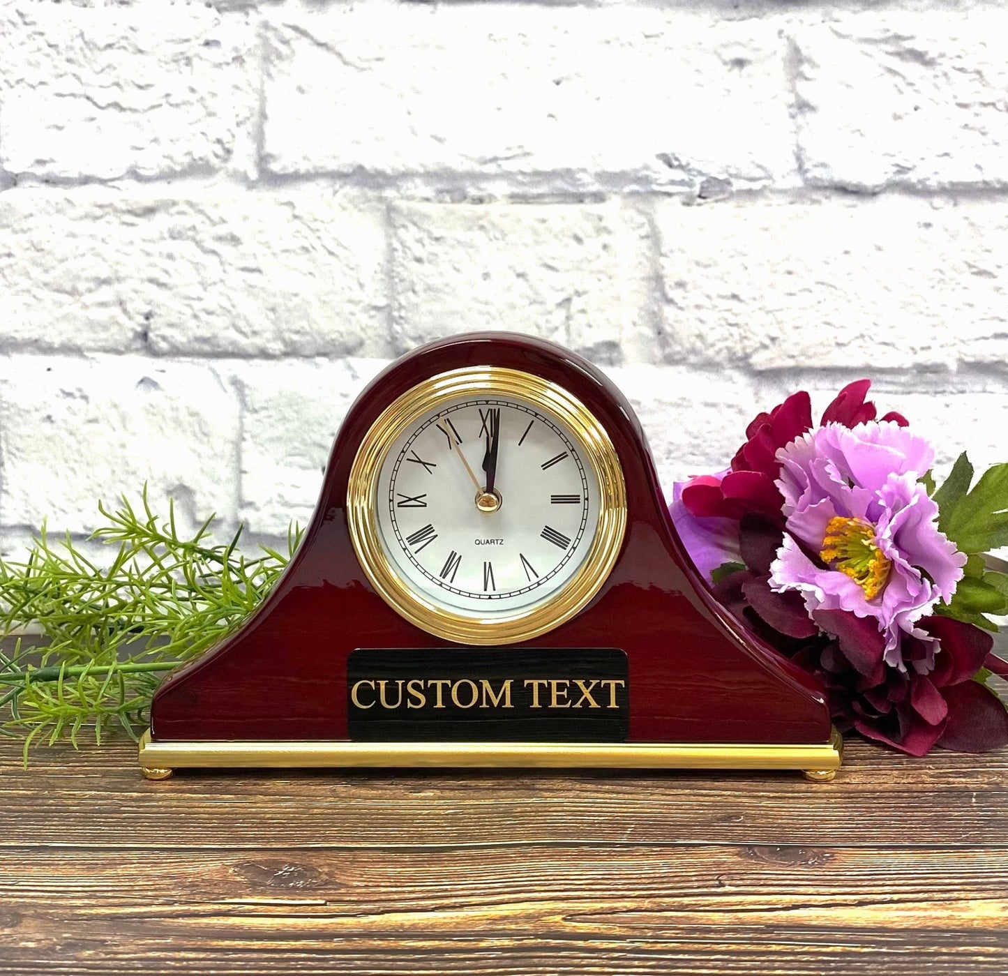 Custom Office Clock Rosewood Finish Mantel Desk Clock Laser Engraved