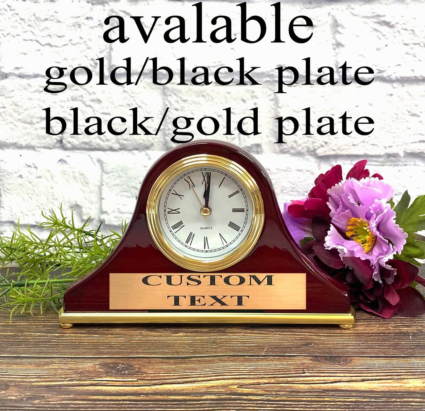Custom Office Clock Rosewood Finish Mantel Desk Clock Laser Engraved