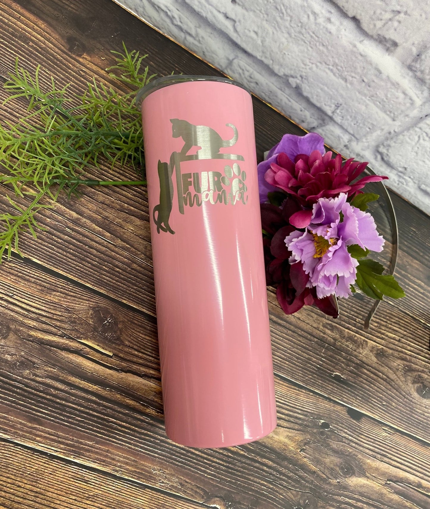 Fur Cat Mama Tumbler Cat Lovers Birthday Gift Personalized Skinny Tumbler