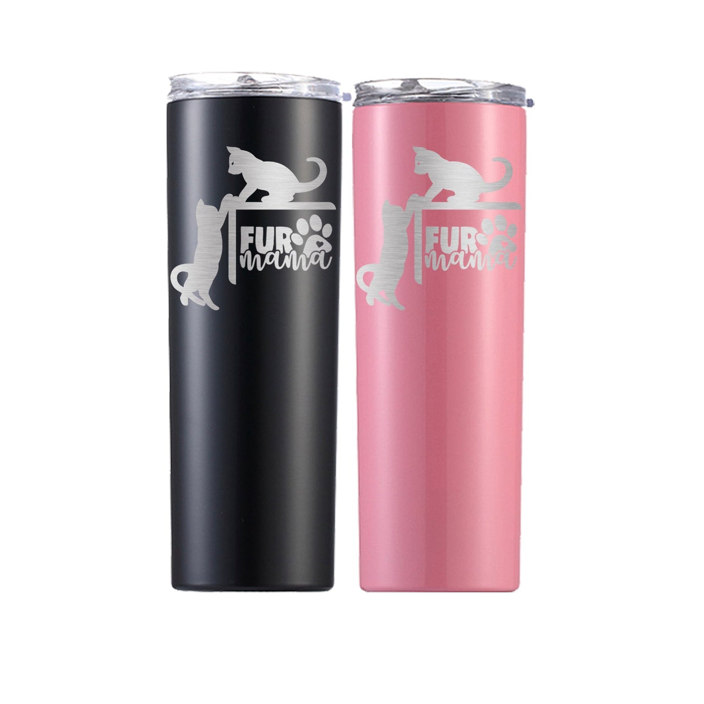 Fur Cat Mama Tumbler Cat Lovers Birthday Gift Personalized Skinny Tumbler