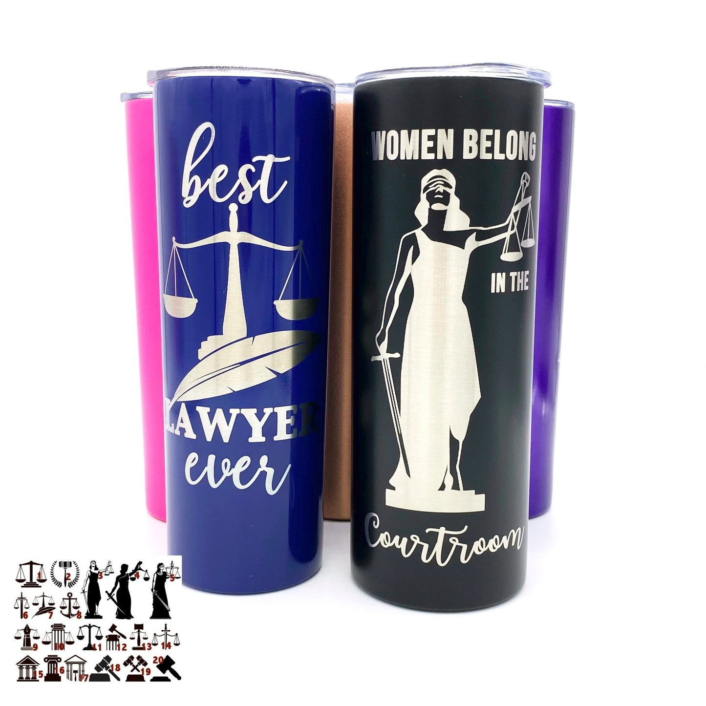 Lawyer Attorney Gift Tumbler Woman Man Law School Graduation Gift Skinny Coffee Cup