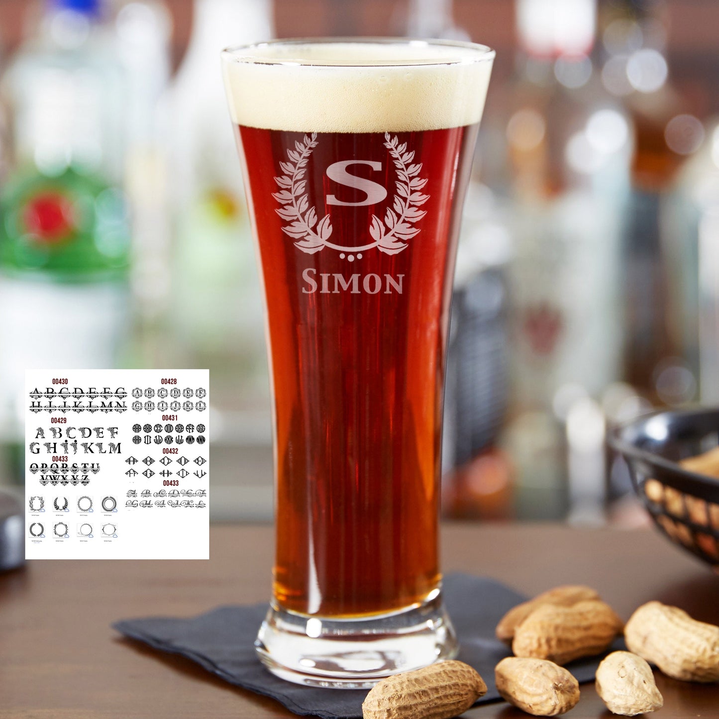Personalized Flared Pilsner Beer Glass 12 oz Laser Engraved Etched Wedding Birthday Gift