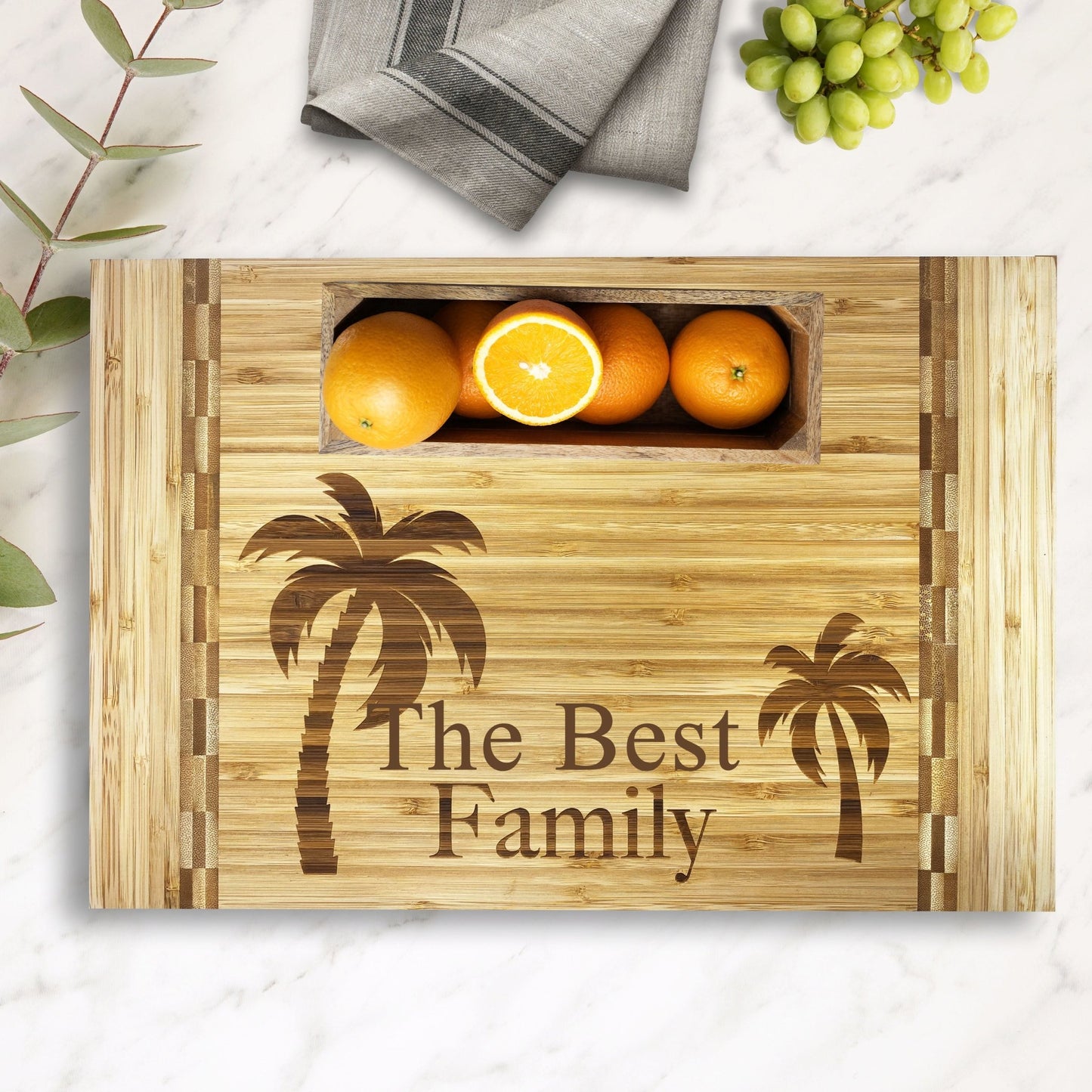 Personalized Ocean Cutting Board Wood Laser Engraved Palm First Home Gift