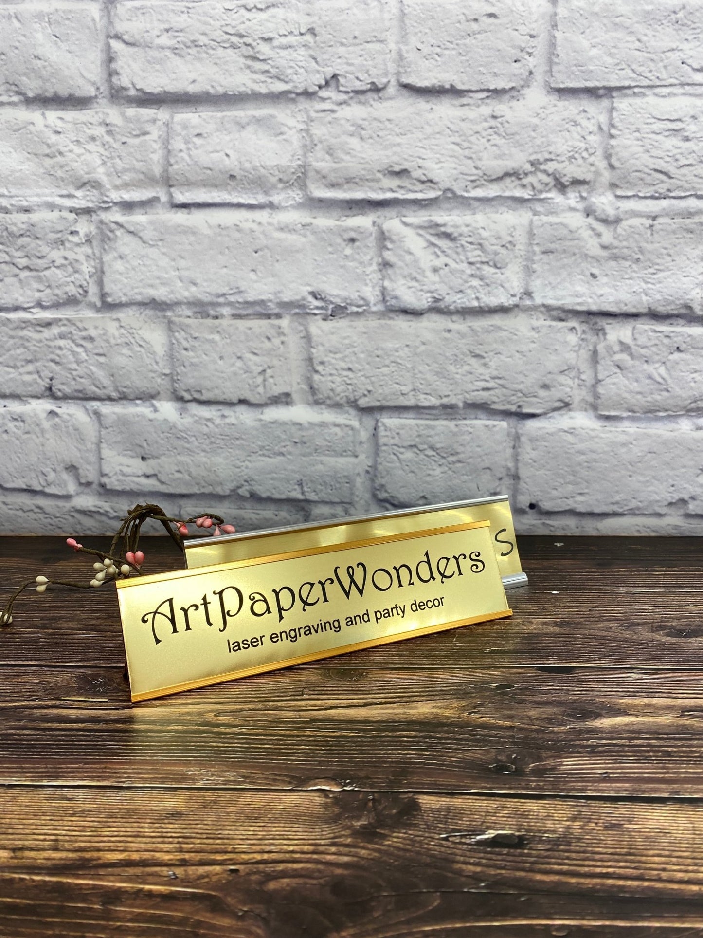 Personalized Office Name Plate Desktop Holder Business Desk Sign