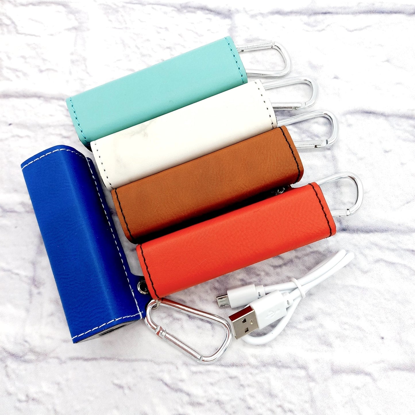 Personalized Power Bank Custom Logo Name USB Cord Laser Engraved Gift