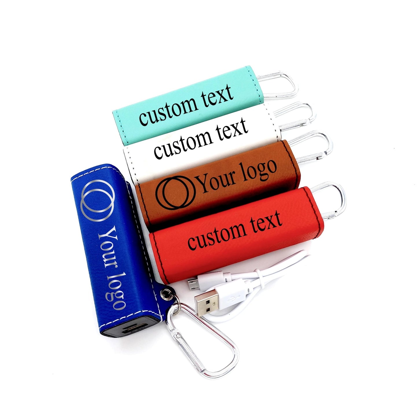 Personalized Power Bank Custom Logo Name USB Cord Laser Engraved Gift