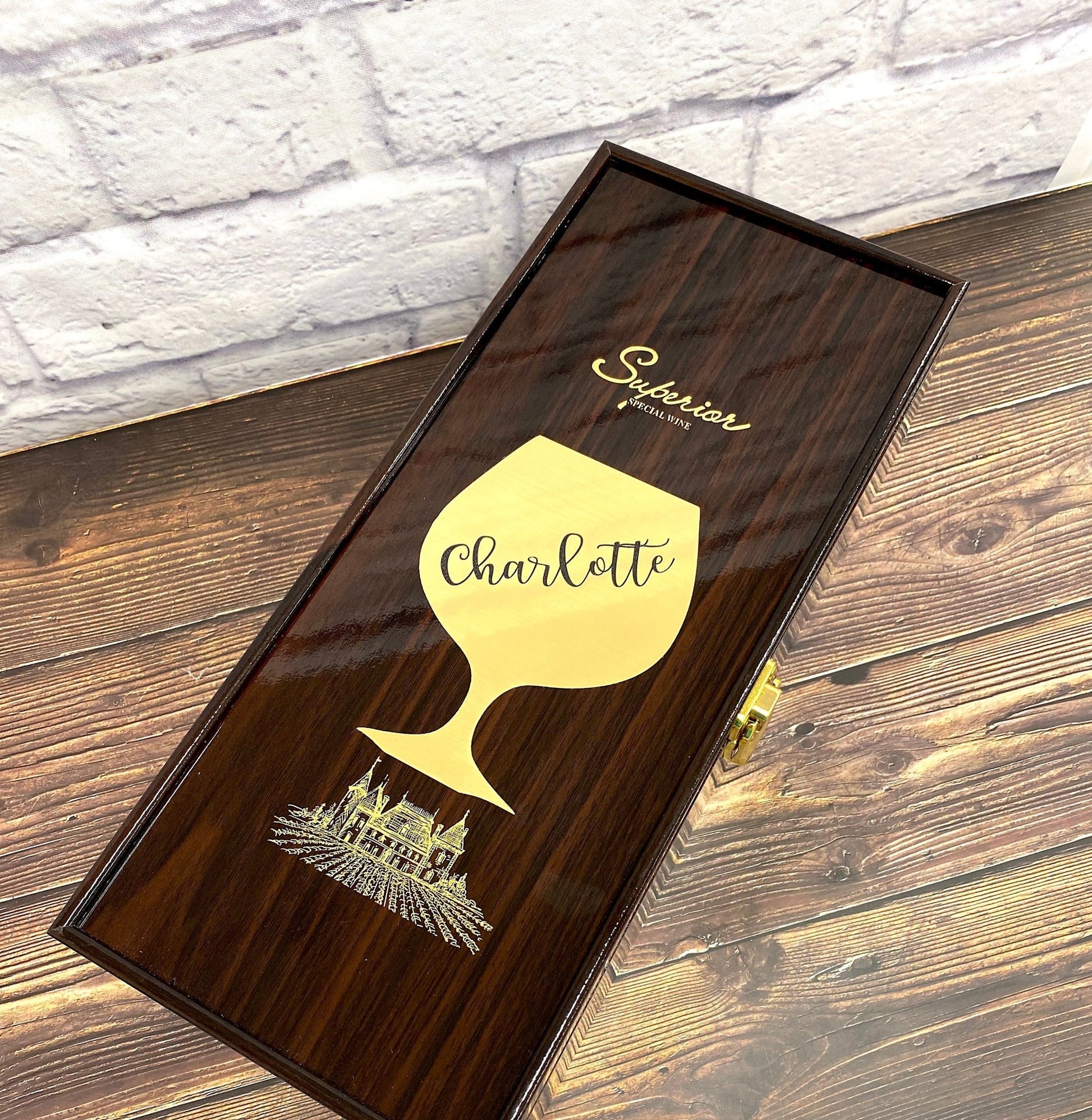 Personalized Wine Box with Tools Glass Decoration Gift for Man Woman Wedding Birthday