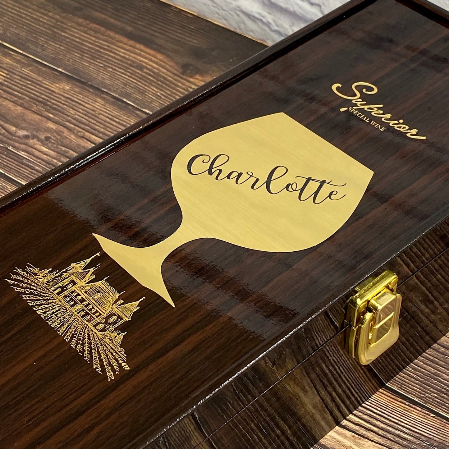 Personalized Wine Box with Tools Glass Decoration Gift for Man Woman Wedding Birthday