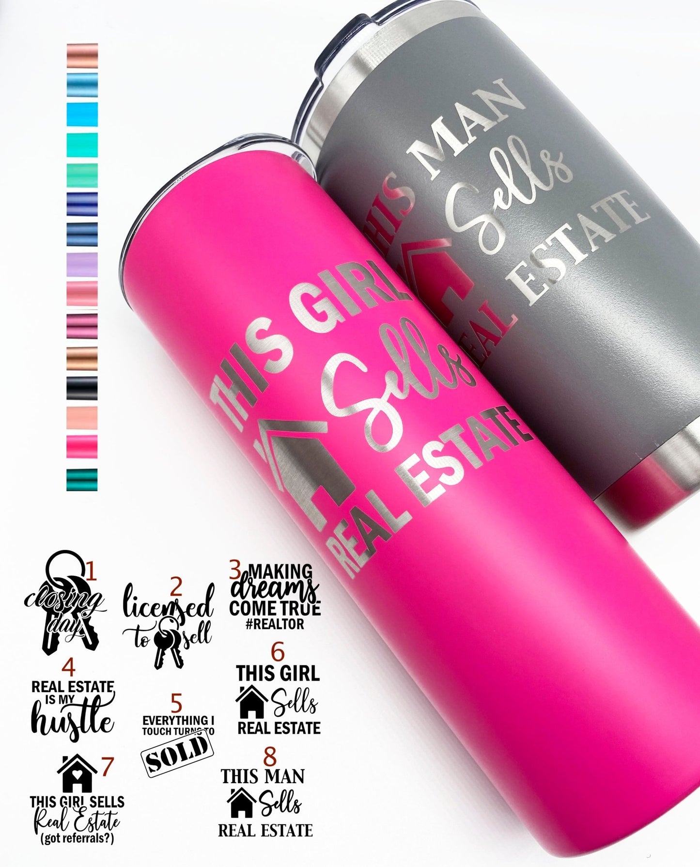 Realtor Gift Tumbler for Agent Real Estate Broker Sold Skinny Coffee Cup Mug 20 oz