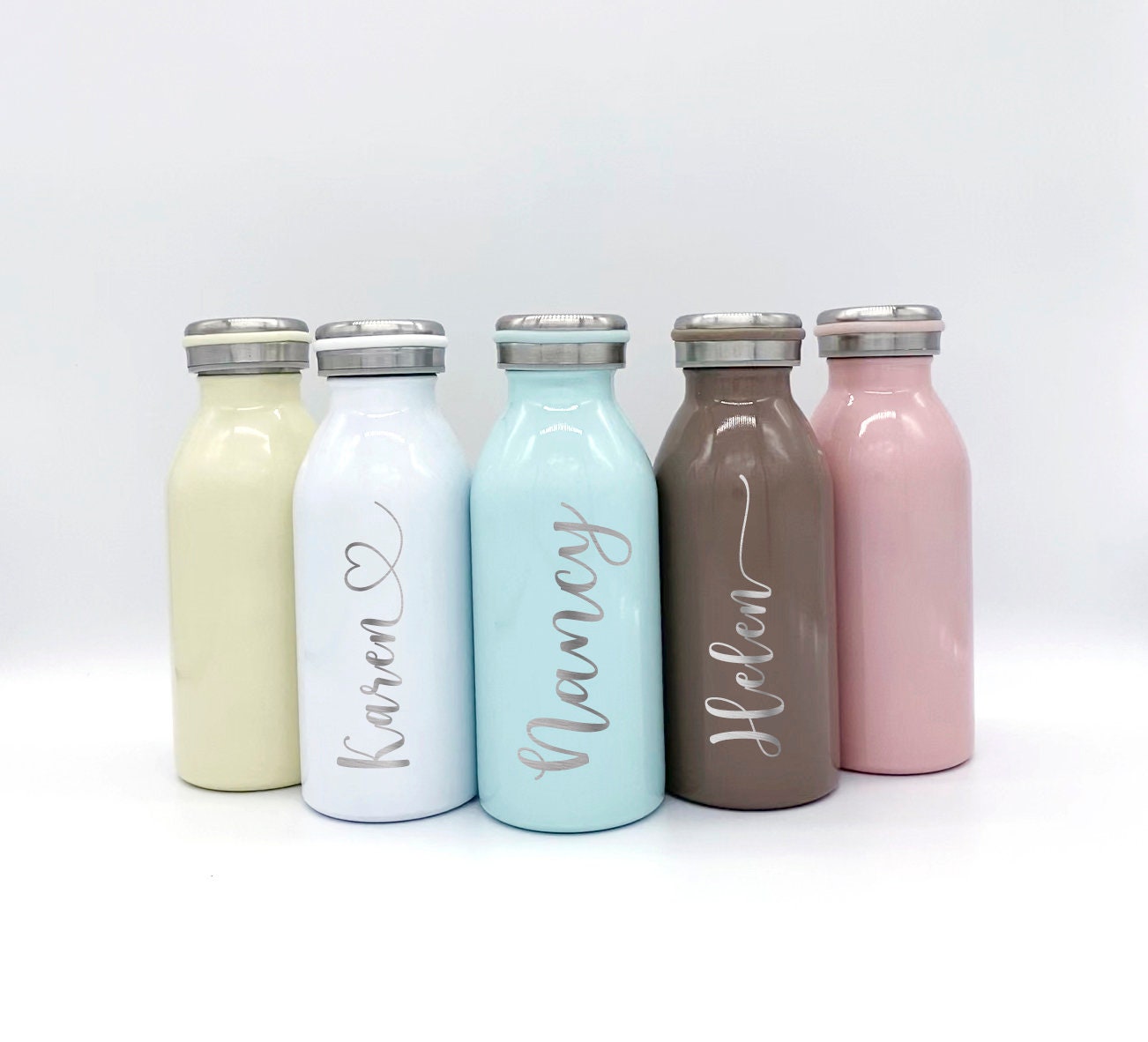 Personalized Water Bottle Stainless Steel Double Walled Tumbler Pastel Colors