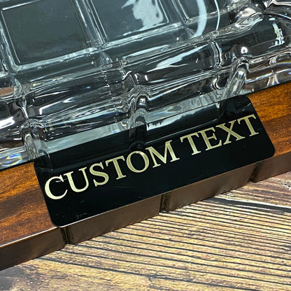 Personalized Cigar Ashtray Square Wood Glass Groomsman Dad Fathers Day Gift for Him