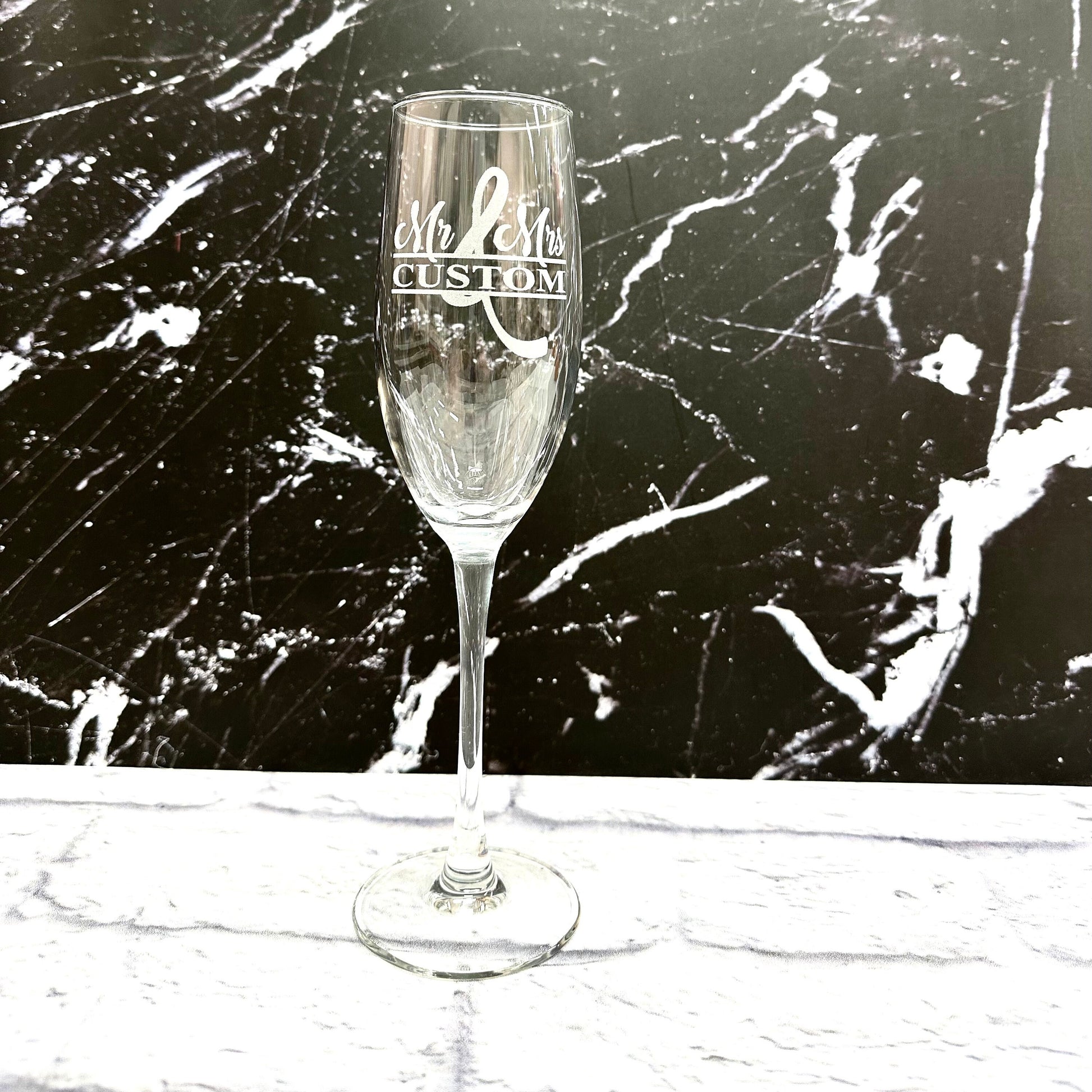 Custom Champagne Mr & Mrs Flute Laser Engraved Name Personalized Toasting Glass Shower