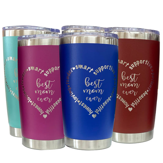 Best Mom Ever Gift Tumbler with Heart 20 oz Stainless Steel Cup
