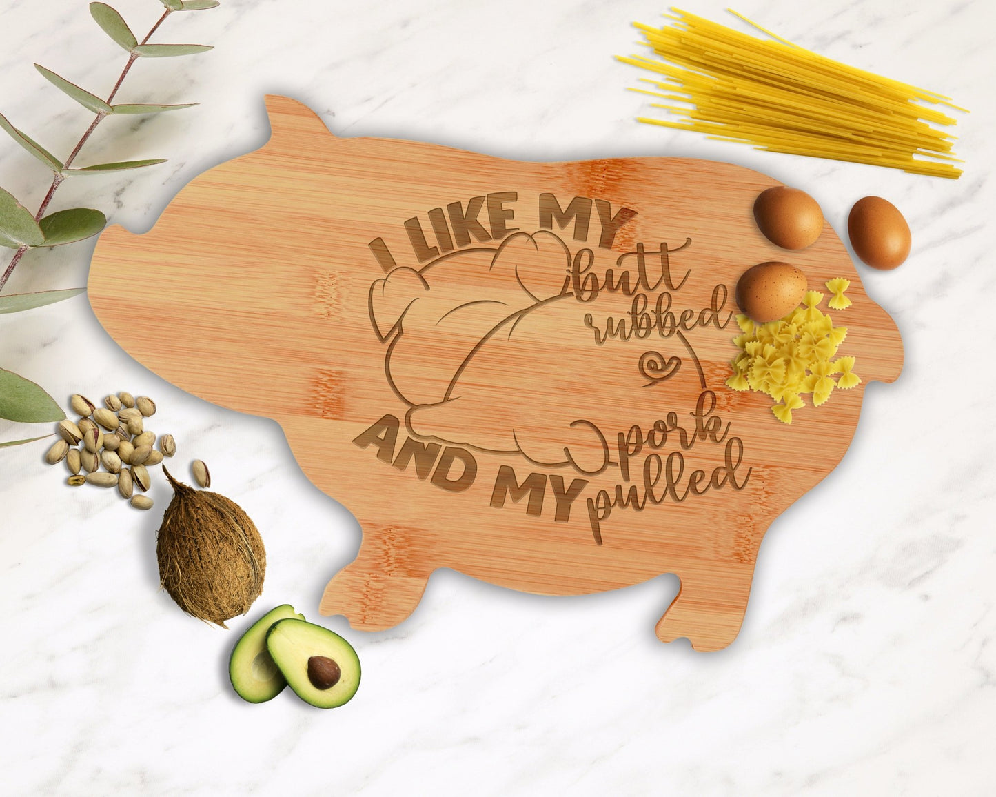 Funny Pig Cutting Board Bamboo Laser Engraved Gift for Her Mom Grandma