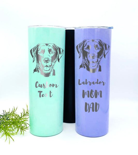 Labrador Tumbler Lovers Dog Gift Skinny Dad Mom Vacuum Cup Laser Engraved