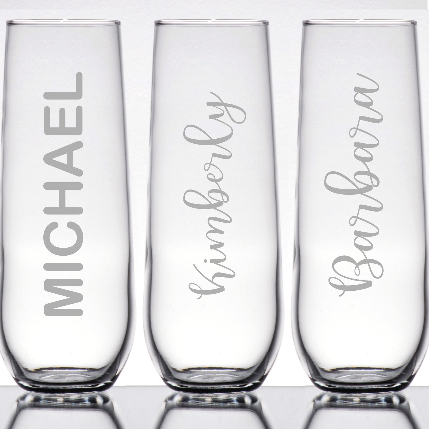 Personalized Champagne Glass Laser Engraved Etched Wedding Stemless Flute Gift for Her Him
