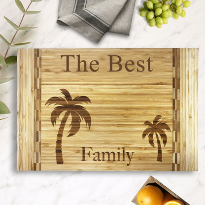 Personalized Ocean Cutting Board Wood Laser Engraved Palm First Home Gift