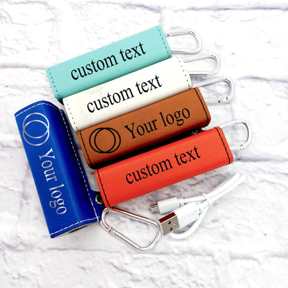 Personalized Power Bank Custom Logo Name USB Cord Laser Engraved Gift