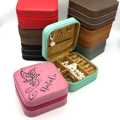Personalized Travel Jewelry Box Bridesmaid Gifts Proposal Laser Engraved