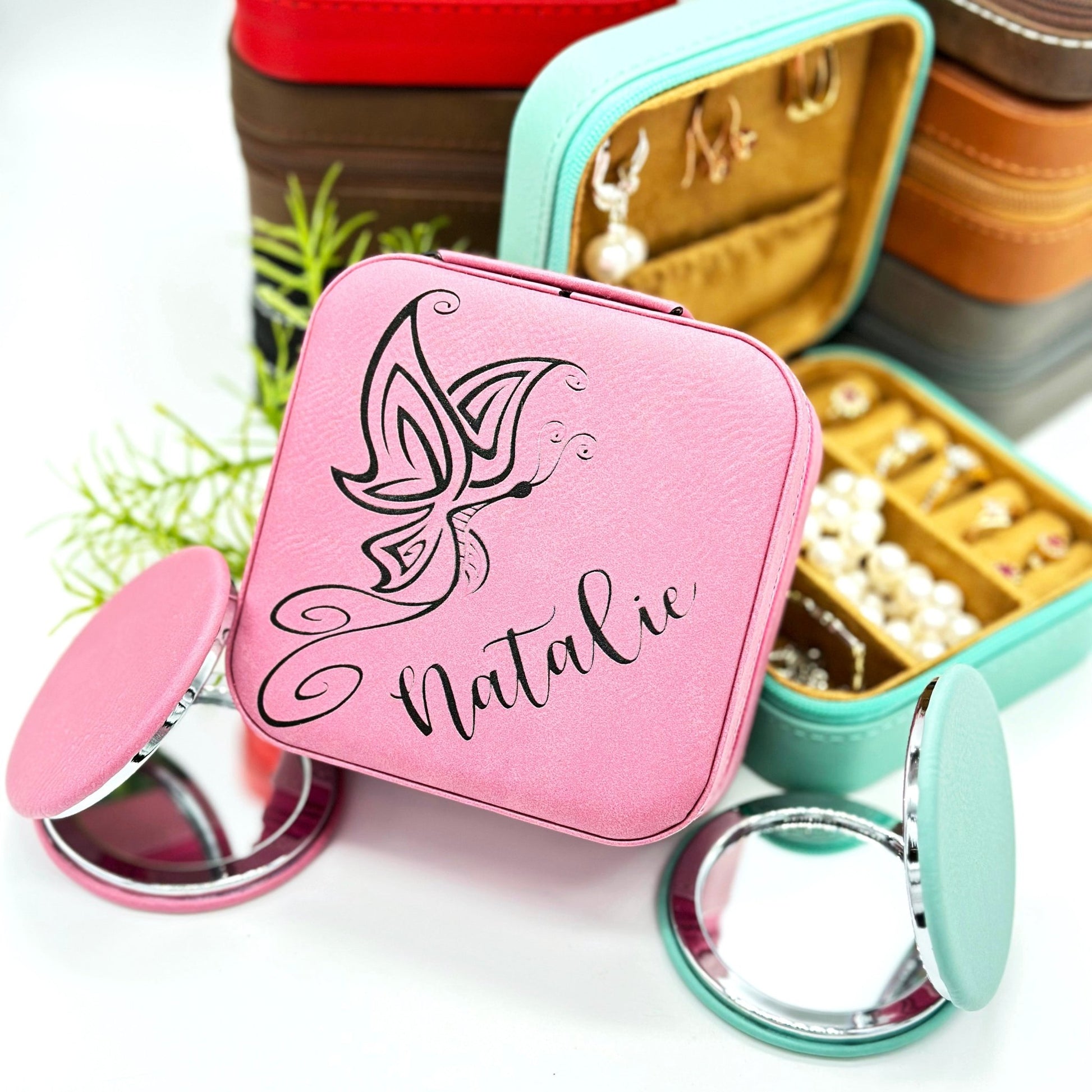 Personalized Travel Jewelry Box Bridesmaid Gifts Proposal Laser Engraved
