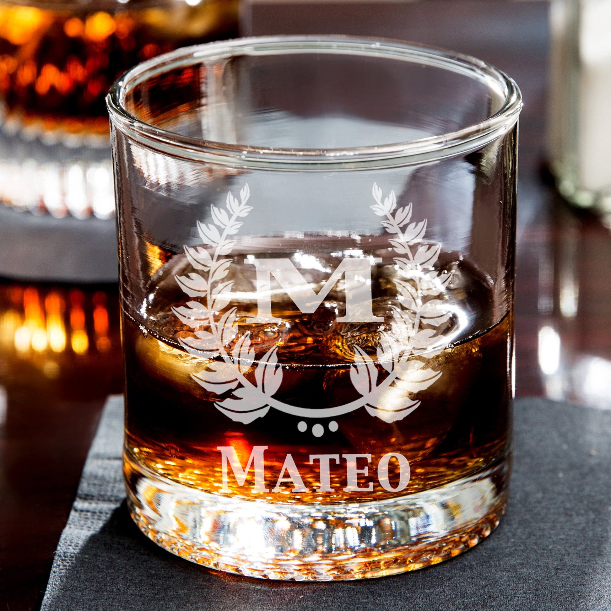 Personalized Whiskey Bourbon Glass 10.75 oz Laser Engraved Etched Wedding Birthday Gift