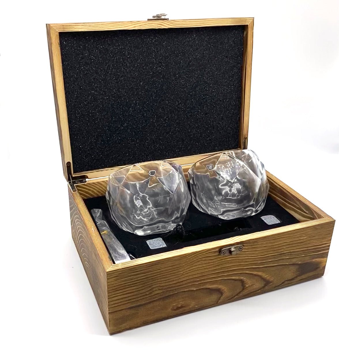 Personalized Whiskey Stones Glass Set Pine Wood Gift Box Girl Groomsmen Father Husband Gift