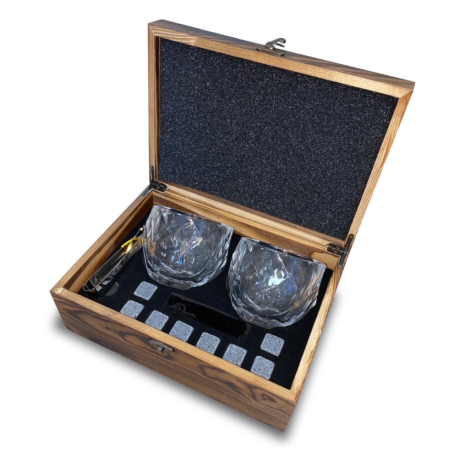 Personalized Whiskey Stones Glass Set Pine Wood Gift Box Girl Groomsmen Father Husband Gift