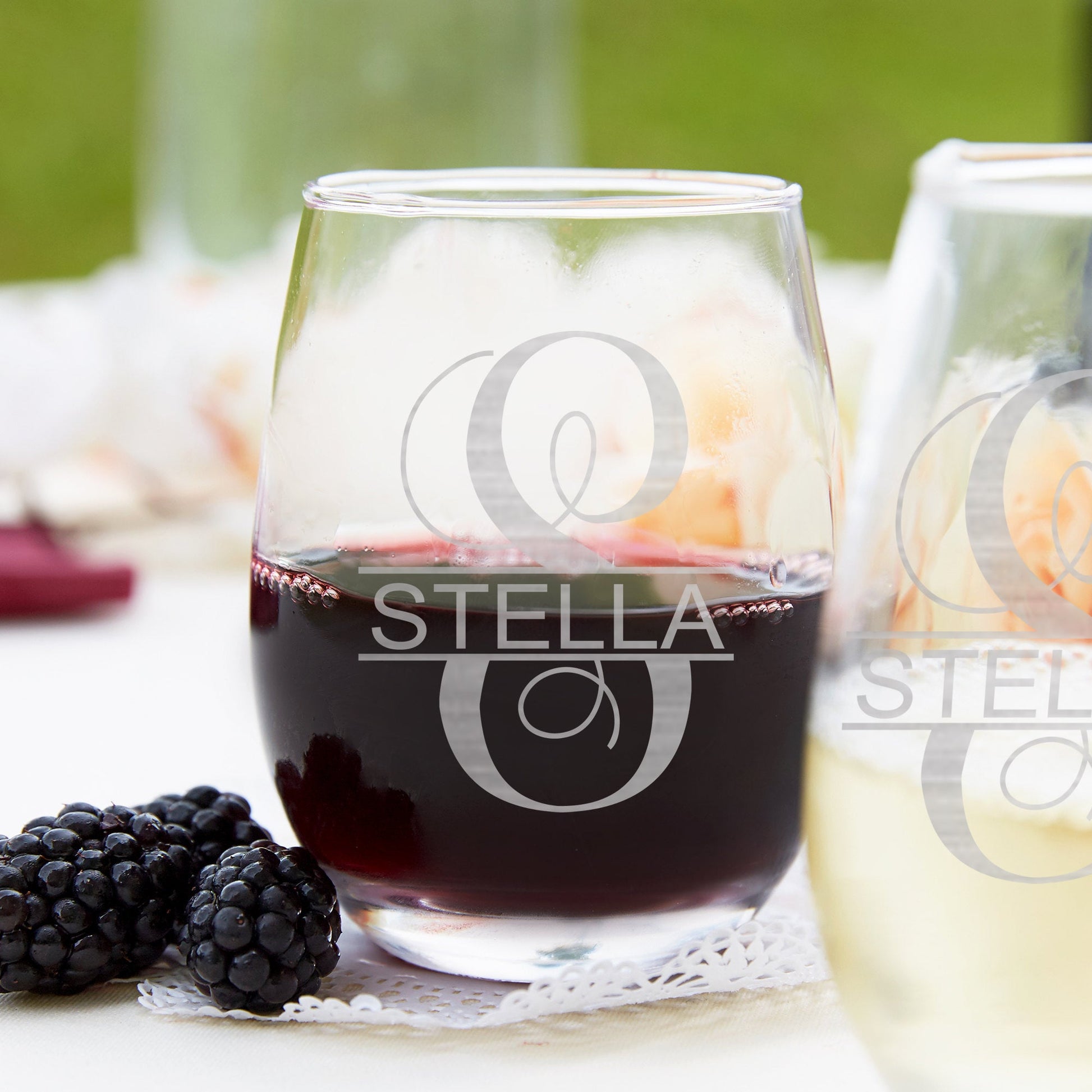 Personalized Wine Glass Laser Engraved Monogrammed Custom Wedding Wine Glass
