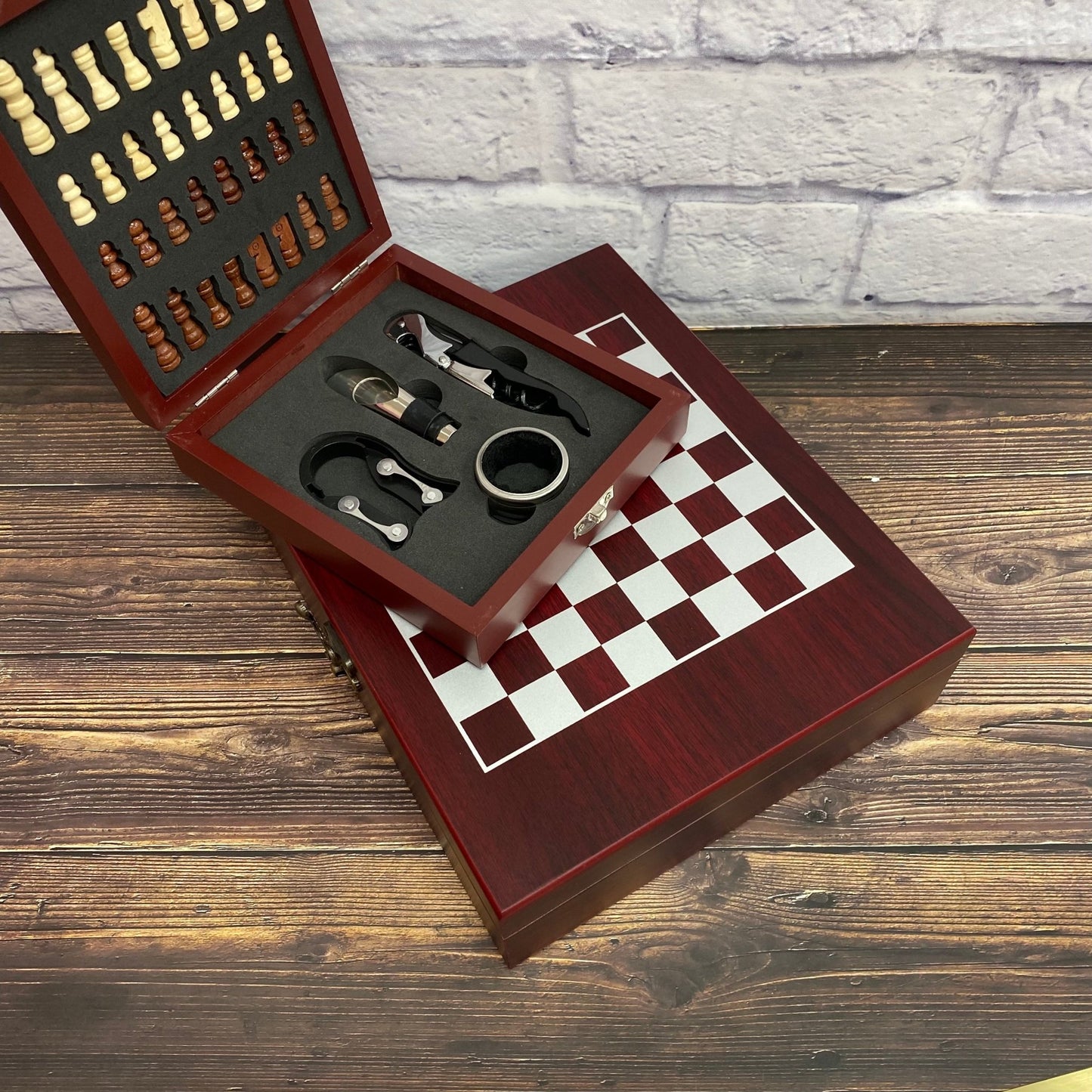 Wooden Chess Set Board Personalized Gift for Father Brother Son Anniversary Party Gift