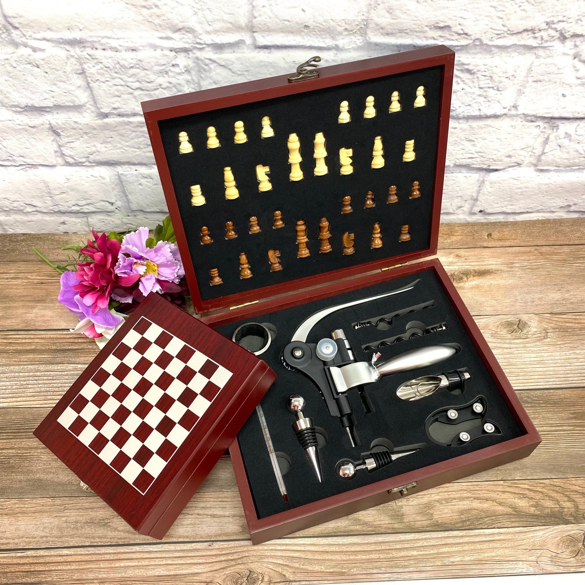 Wooden Chess Set Board Personalized Gift for Father Brother Son Anniversary Party Gift